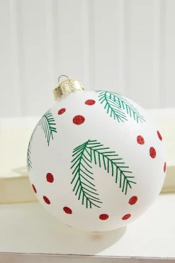5" Red/White Christmas Ball Ornaments - Set of 6