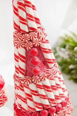 Red & White Clay Dough Candy Tree - Set Of 2