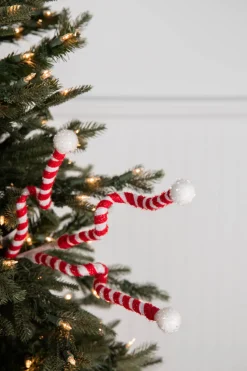 24” Red & White Curly Stem with Ball