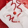 23” Red & White Glitter Curly Ball Stem