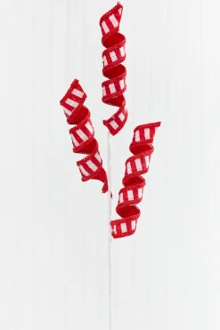 28" Red & White Stripe Curly Spray