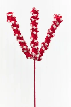 25.5" Red & White Twist Ribbon Spray