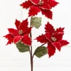 26" Red with Gold Glitter Poinsettia Spray
