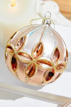 4" - 6" Reflector Pattern Glass Ornament - Champagne and Gold