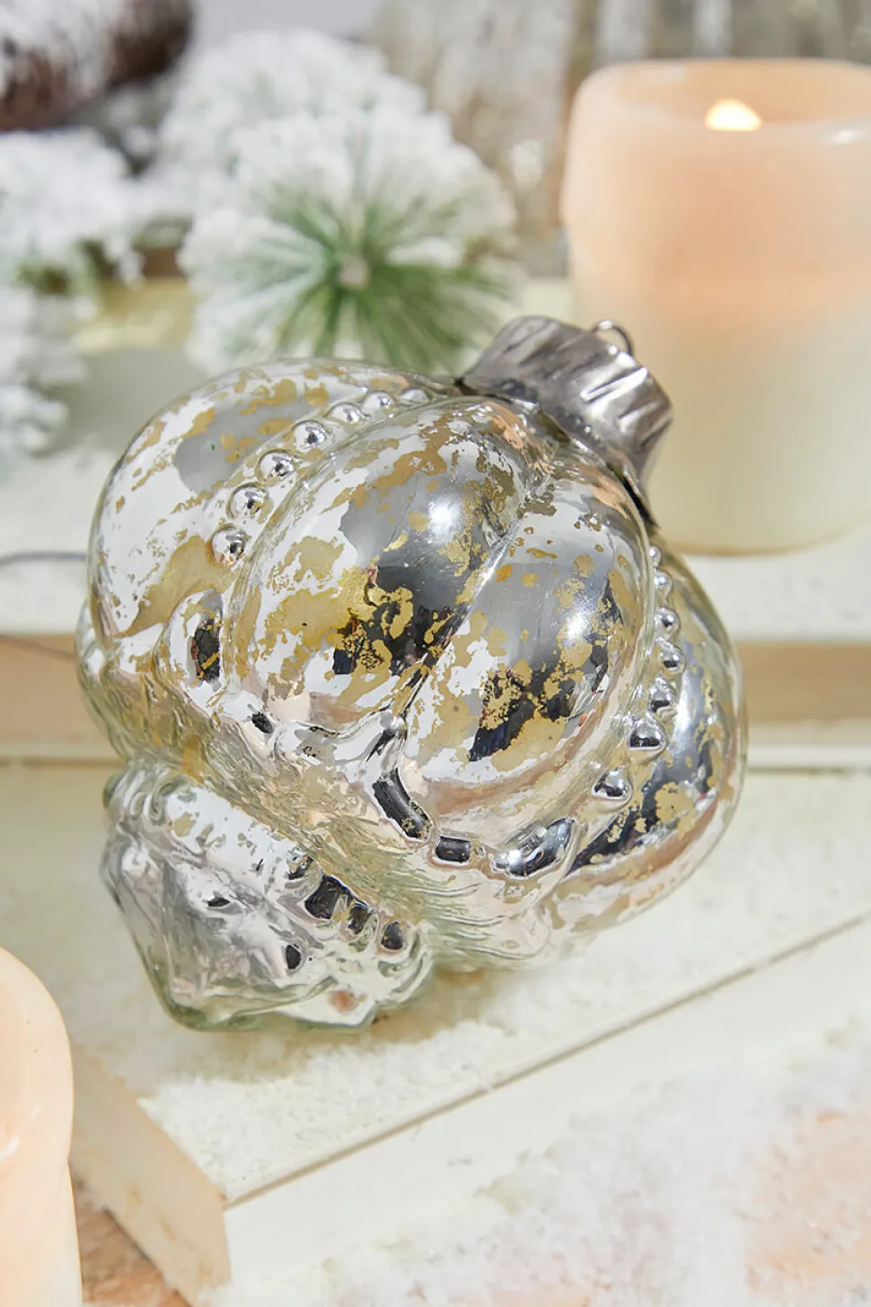 4.5" Regal Beaded Elizabethan Mercury Glass Ornament