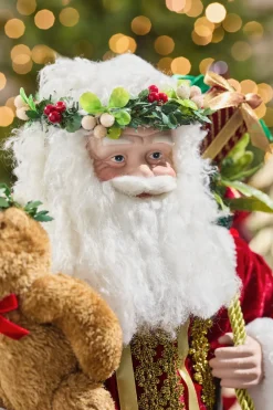 24" Resin Botanica Santa With Bear And Ball
