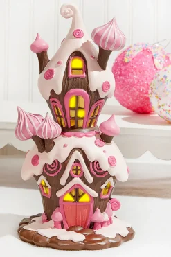 Resin Candy House with Led - Brown Pink