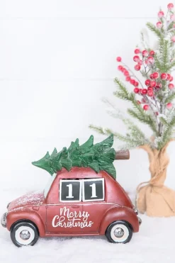 11.5” Resin Countdown Calendar Holiday Truck with Christmas Tree