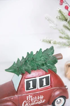 11.5” Resin Countdown Calendar Holiday Truck with Christmas Tree