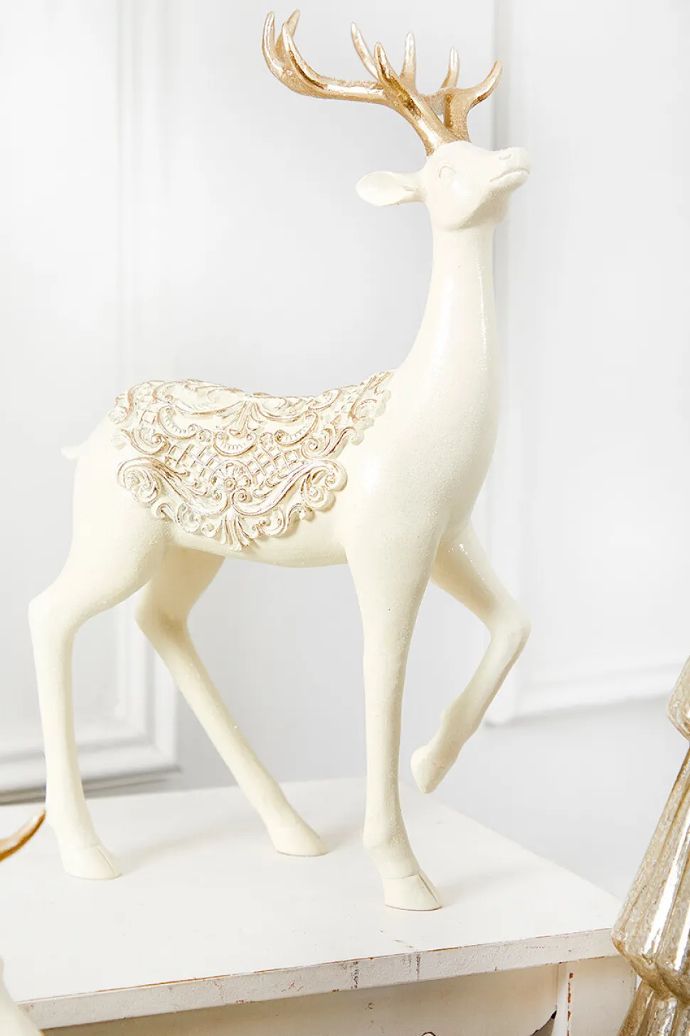 14" Resin Deer with Scroll Saddle