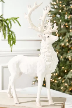20.5" Resin Frozen Forest Flocked Deer