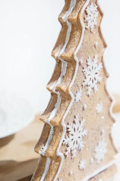 8" Resin Gingerbread Tree W/ Snowflakes
