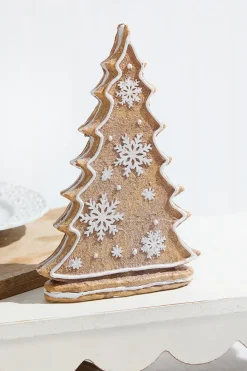 8" Resin Gingerbread Tree W/ Snowflakes