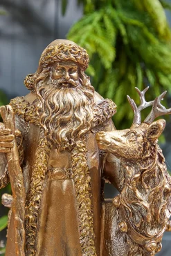 15.5" Resin Highlands Santa with Deer