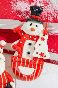 4.5" Resin Holiday Santa /Snowman Ornament