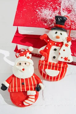 4.5" Resin Holiday Santa /Snowman Ornament