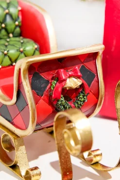 Resin & Metal Holiday Sleigh, Red - Set Of 2