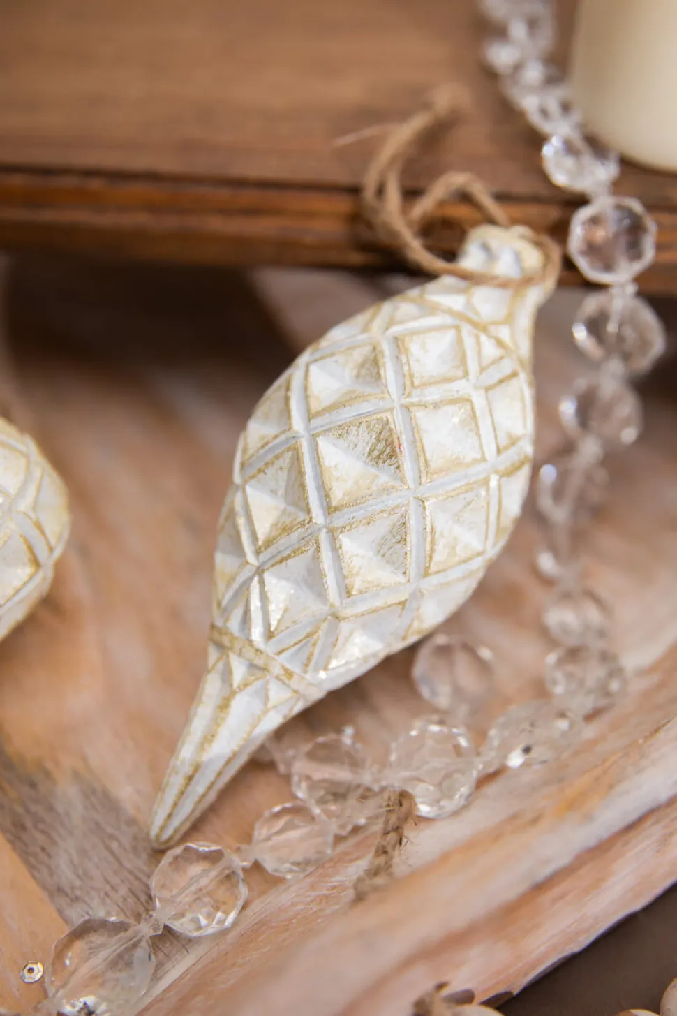 4” Resin Weathered Diagonal Ornament
