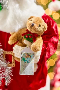 36" Retro Santa With Teddy Bear And Sack