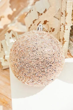 4" Rose Gold Beaded Ball Ornament
