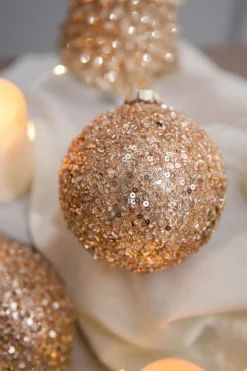 4” Rose Gold Drop/Ball Glass Ornament