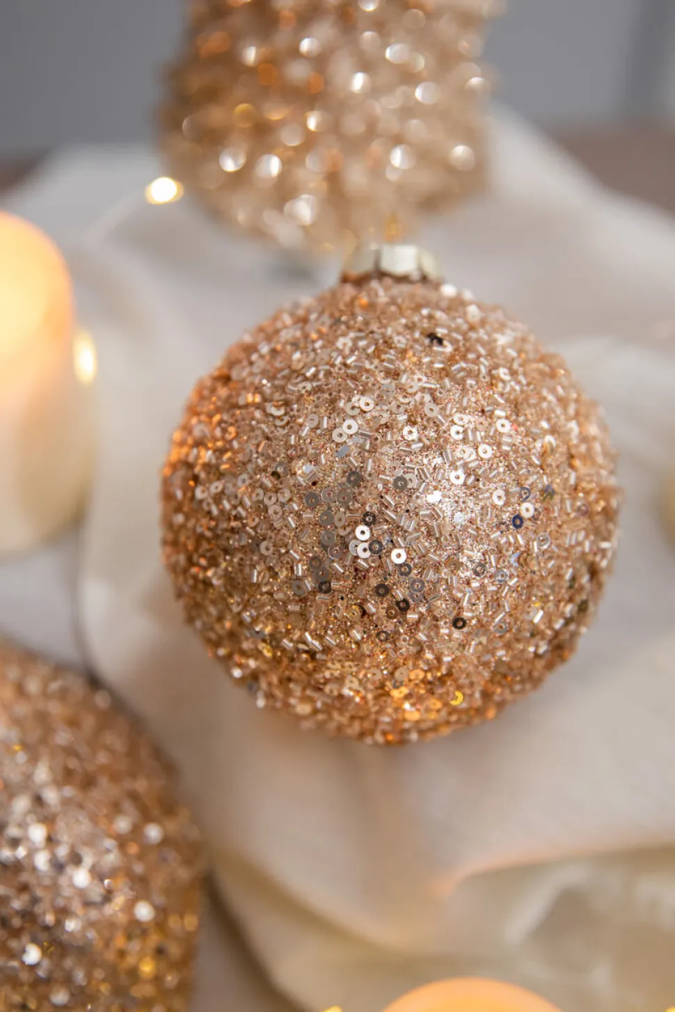 4” Rose Gold Drop/Ball Glass Ornament