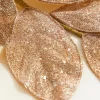 28" Rose Gold Micro Beaded Sequins Magnolia Leaf Spray