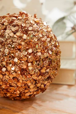 4" Rose Gold Sequins & Jewels Ball Ornament
