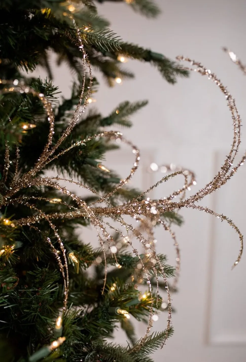 31.5” Rose Gold Wispy Pine Glitter Spray