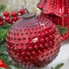 6" Round Hobnail Ruby Mercury Glass Ornament