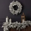 9' Royal Oaks Flocked Plug-In Garland with Warm White LED Lights
