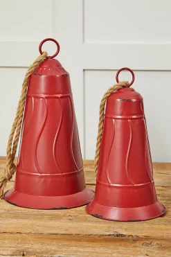 Rustic Red Metal Bell Ornament