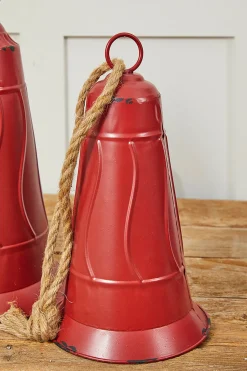 Rustic Red Metal Bell Ornament