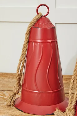 Rustic Red Metal Bell Ornament