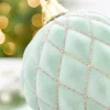 6" Sage & Gold Glitter Flocked Ball Ornament