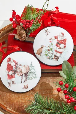 5.75” Santa and Animal Disc Ornament