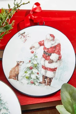 5.75” Santa and Animal Disc Ornament