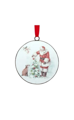 5.75” Santa and Animal Disc Ornament
