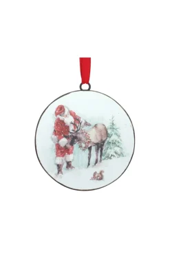 5.75” Santa and Animal Disc Ornament