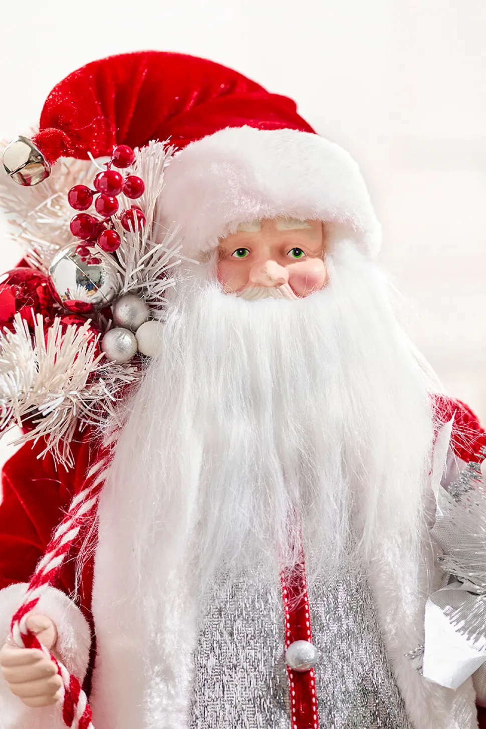 20" Santa Figure Holding Silver Tree