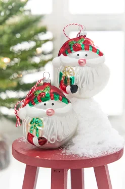 5" Santa Head Glass Ornament