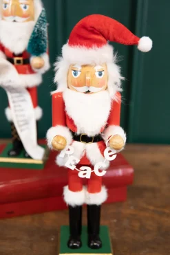15" Santa Nutcracker with Peace Garland
