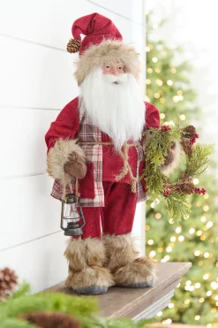 18" Santa with Wreath & Lantern