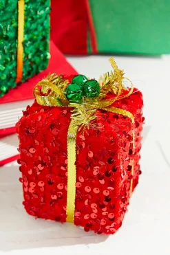 4" Sequin Gift Box Ornament