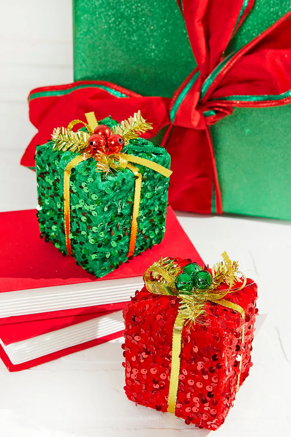 4" Sequin Gift Box Ornament