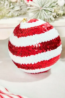 6" Sequin Stripe Ball Ornament