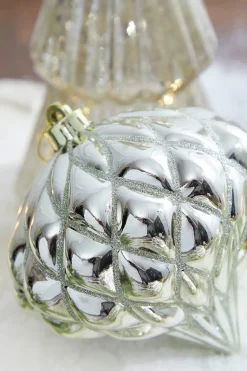 6” Shiny Diamond, Champagne Onion Finial Ornament - Box of 2