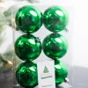 3.1” Shiny Holly Green Shatterproof Ornaments - Set of 6