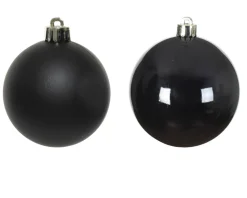 3.9” Shiny/Matte Black Shatterproof Ornaments - Set of 4