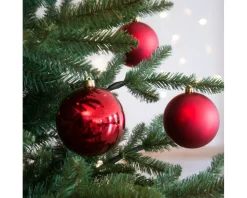 3.9” Shiny/Matte Christmas Red Shatterproof Ornaments - Set of 4